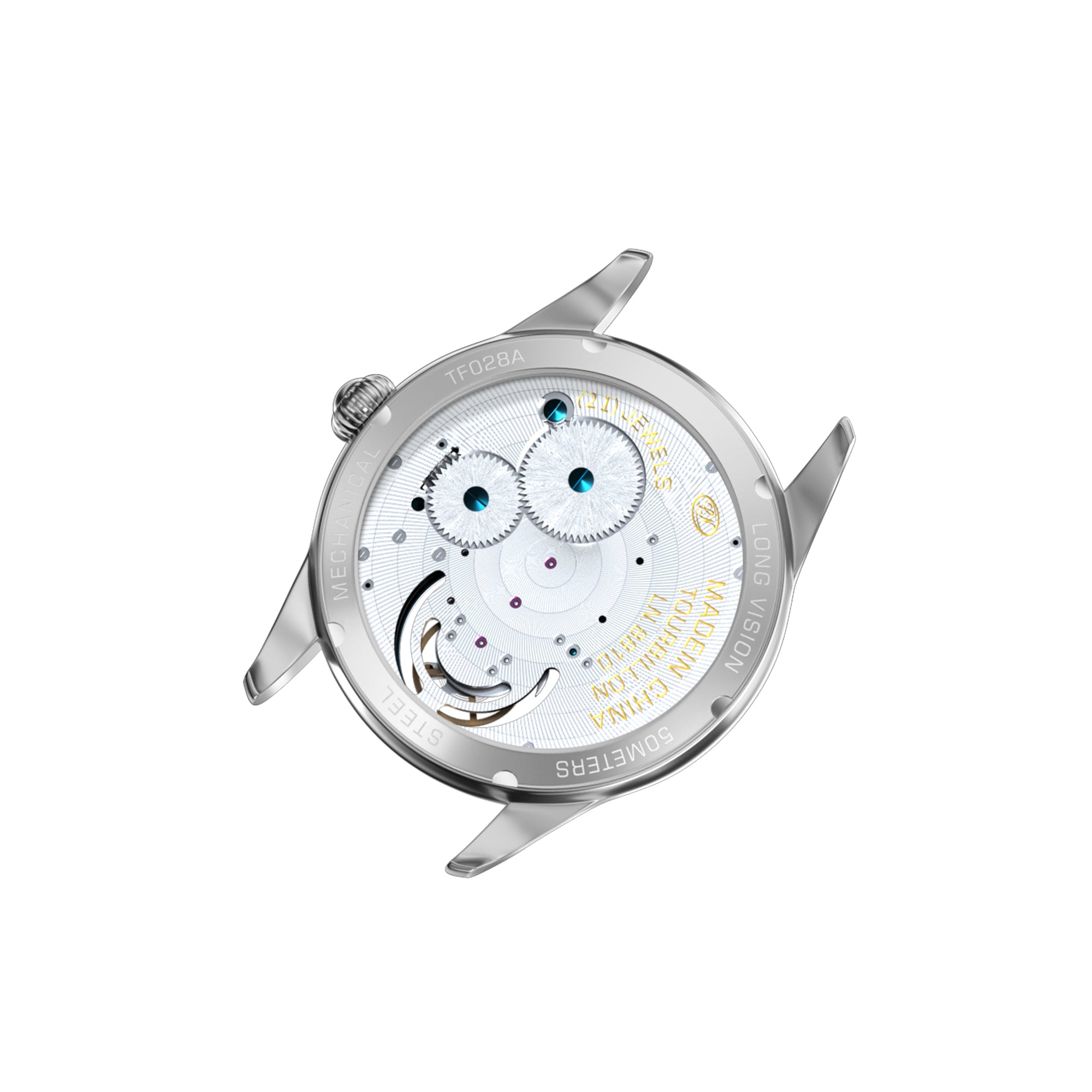 Long-Vision Tourbillon Mechanical Watch, Italy Calf Leather Automatic Mens Dress Watch