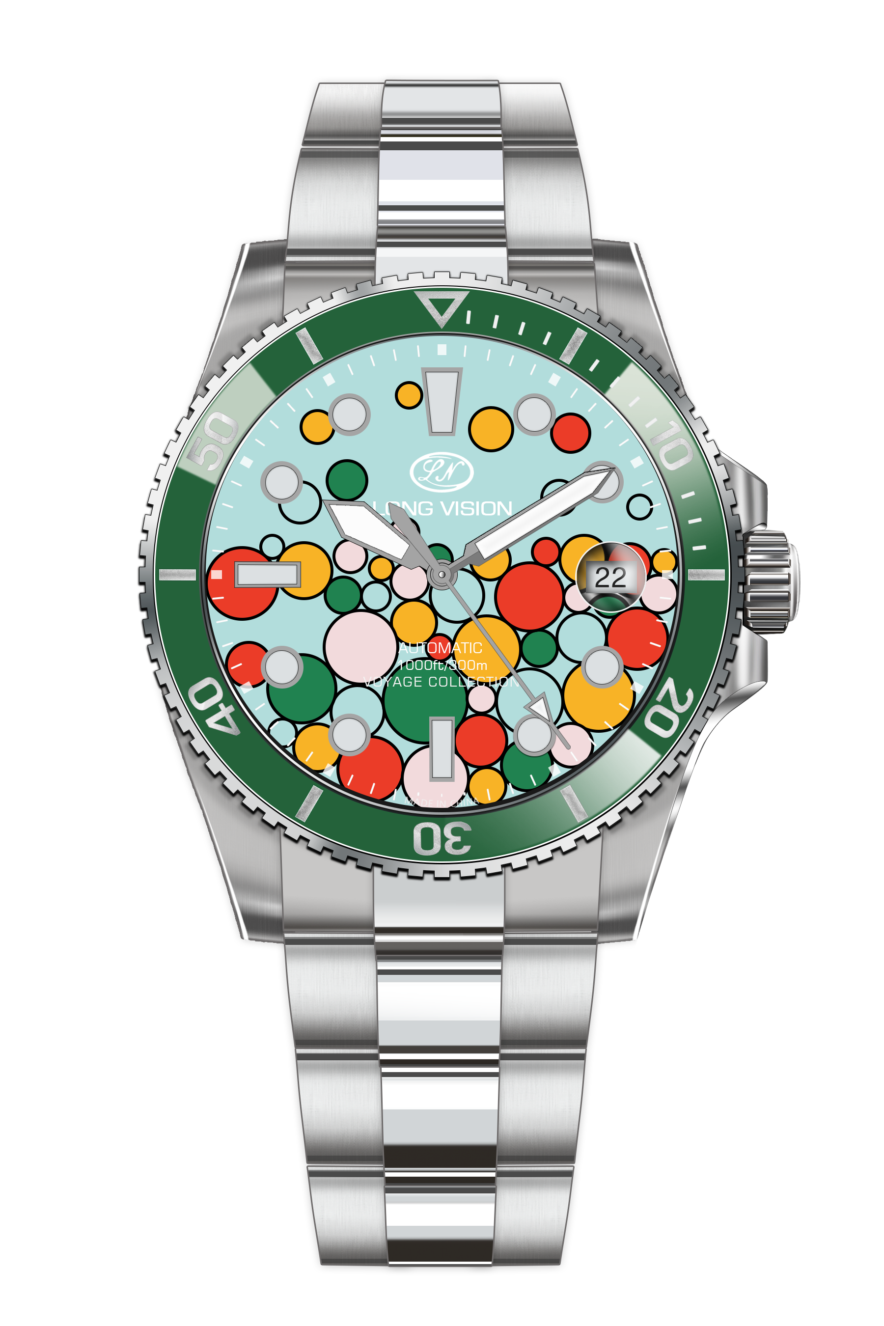 Long Vision YH018R Voyage Collection Automatic Watch featuring Swiss precision and 300m water resistance.