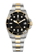 Long Vision YH018Q Voyage Collection Automatic Watch with black dial and stainless steel bracelet.