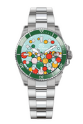 Long Vision YH019R Voyage Collection automatic watch with vibrant colored dial and stainless steel strap.