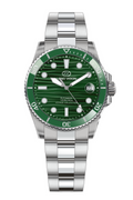 Long Vision YH019E Voyage Collection Automatic Watch in green with stainless steel bracelet
